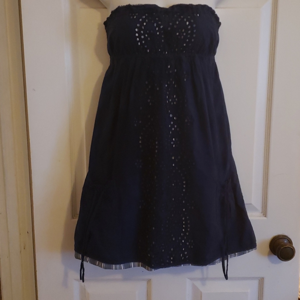 A&F Strapless halter dress navy blue